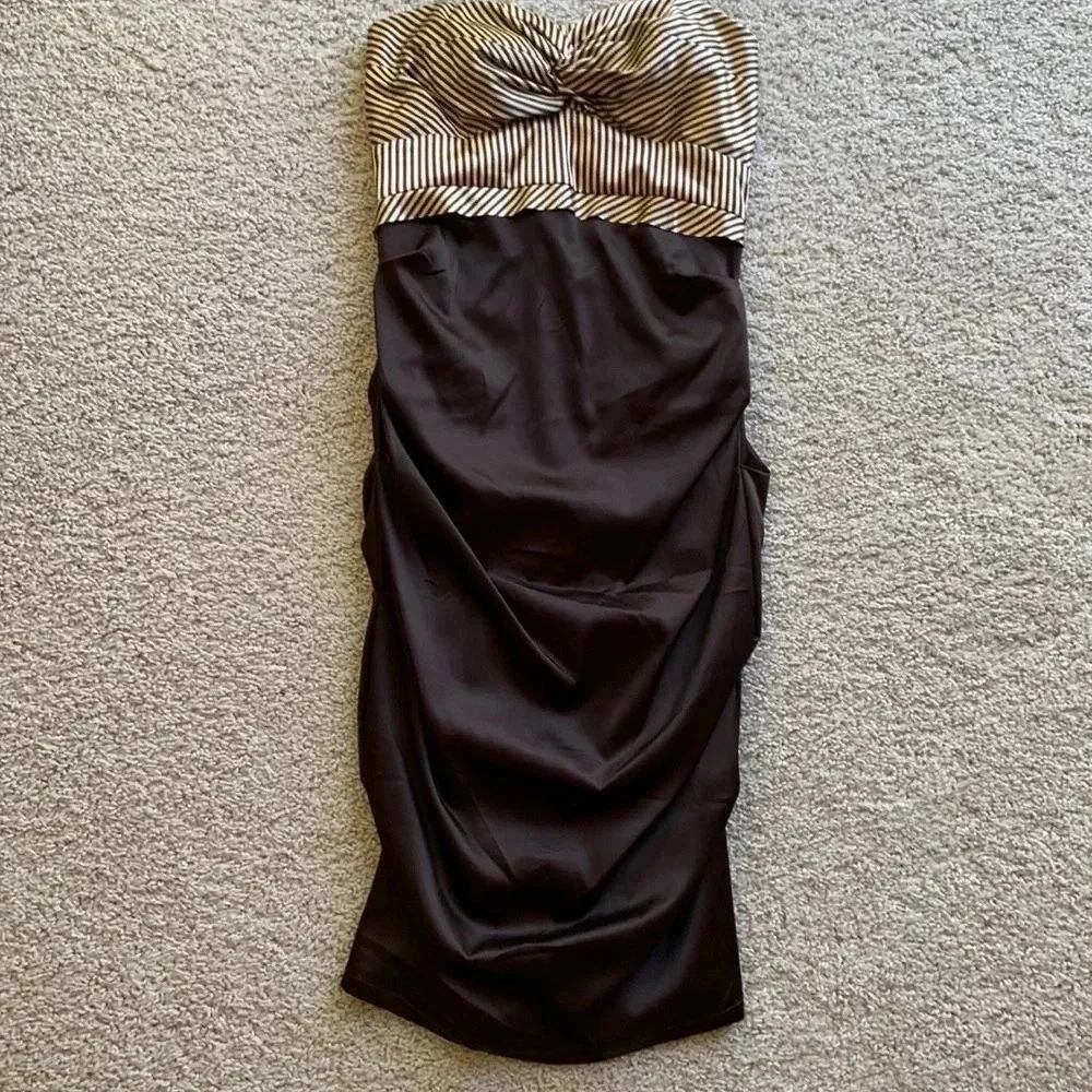 Rubber Ducky productions Brown and cream strapless dress - Picture 1 of 2